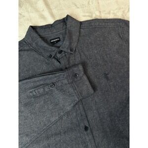 Ashworth Shirt Mens XL Charcoal Blue Gray Cotton Button Down Long Sleeve Golf